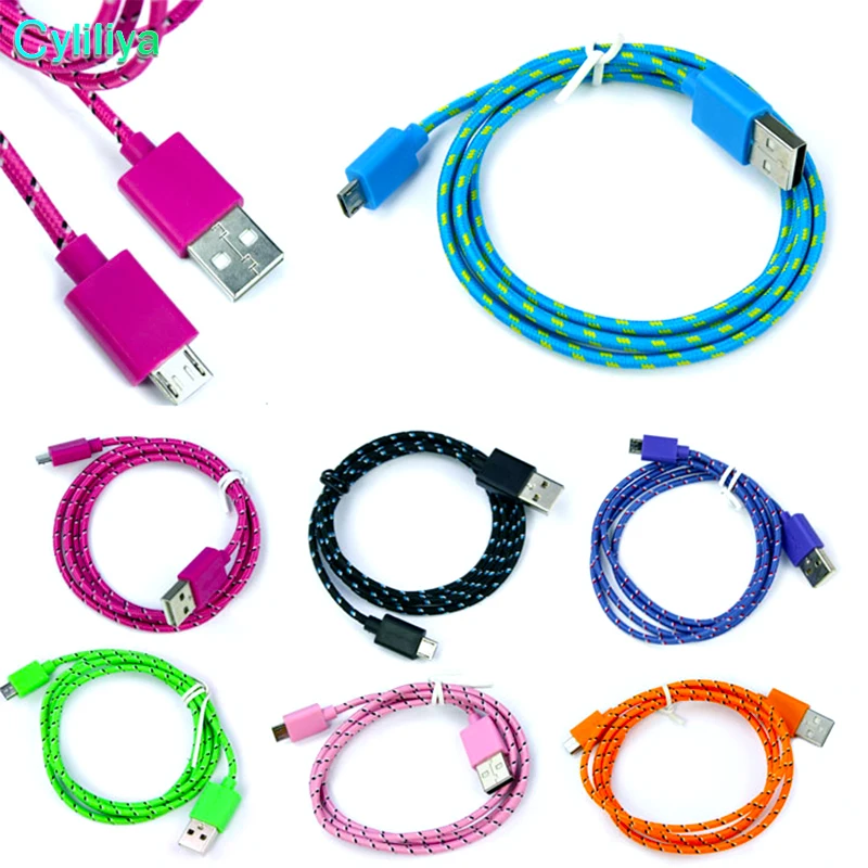 100 шт. цветной USB кабель для синхронизации данных и зарядки круглый плетеный шнур