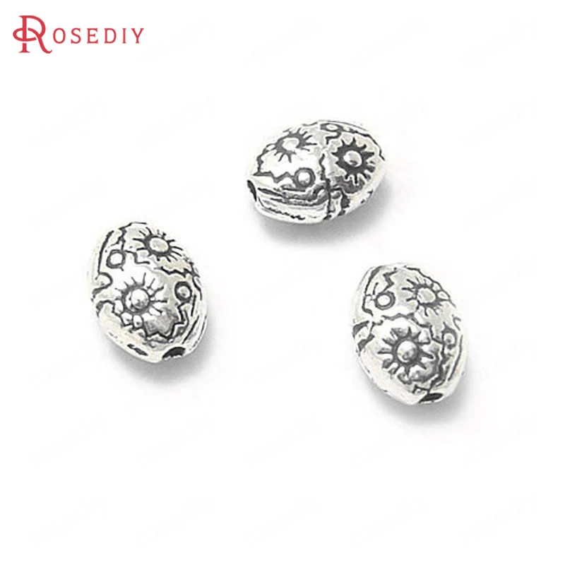 

(4348)50PCS 8x6MM Antique Style Zinc Alloy with Sun Oval Shape Spacer Beads Bracelet Beads Jewelry Findings Accessories