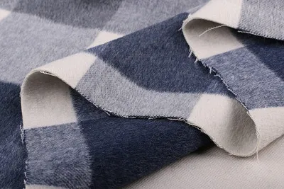 bluewhitegrey lattce Высококачественная плотная двухсторонняя кашемировая ткань, шерстяное пальто, ткань 0,5 м - Цвет: bluewhitegrey lattce