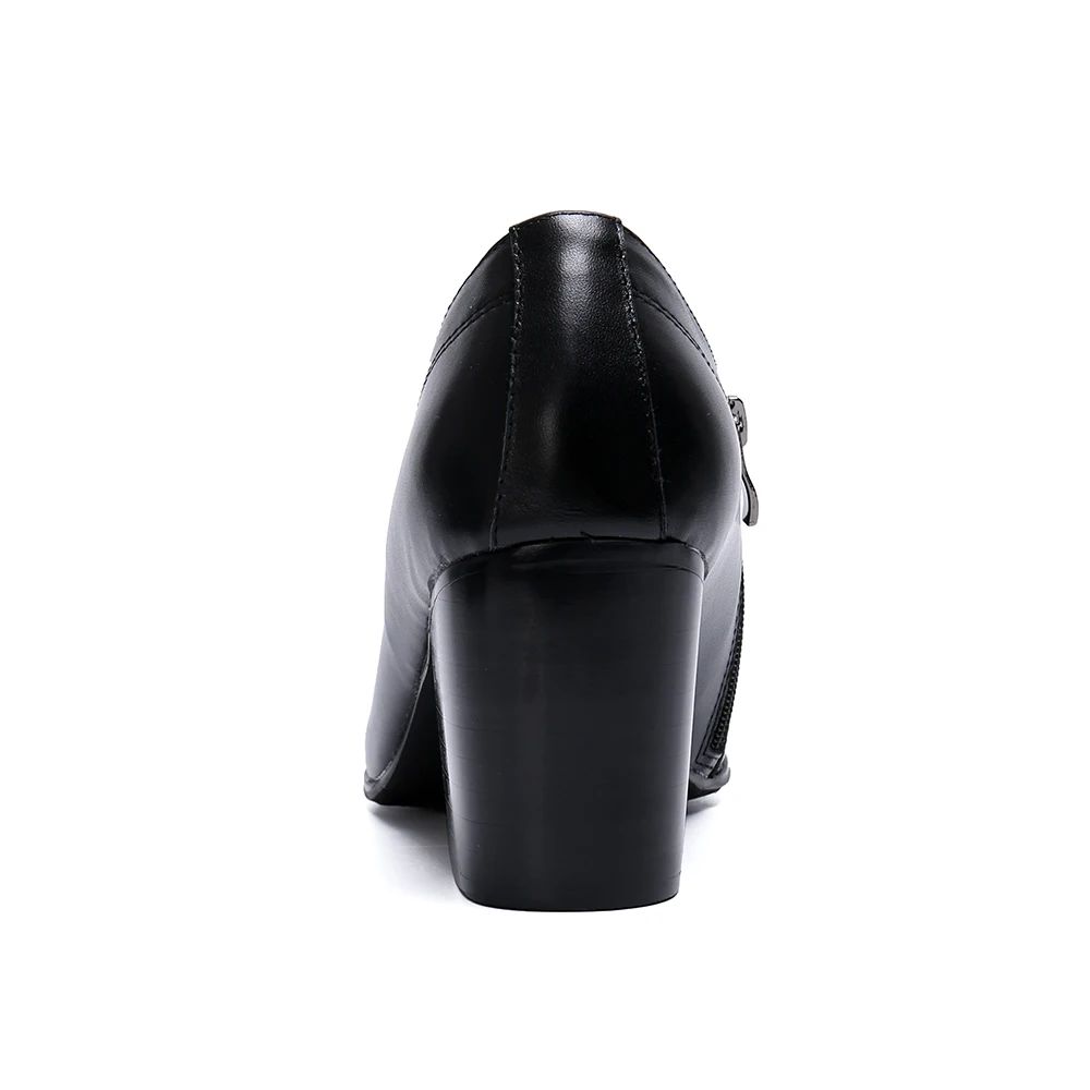 

Christia Bella New Fashion Zipper Genuine Leather Men Office Shoes Large Size Pointed Toe High Heel Formal Party Dress Shoes