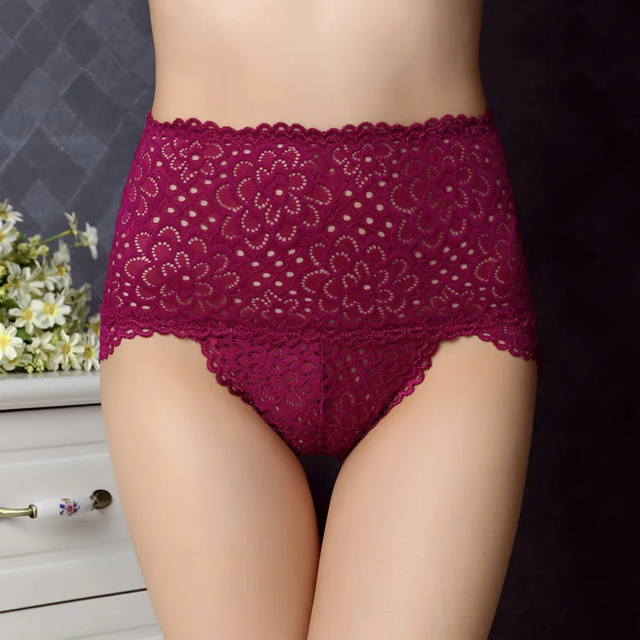 Женские трусы с высокой талией сексуальные кружевные из бамбукового волокна