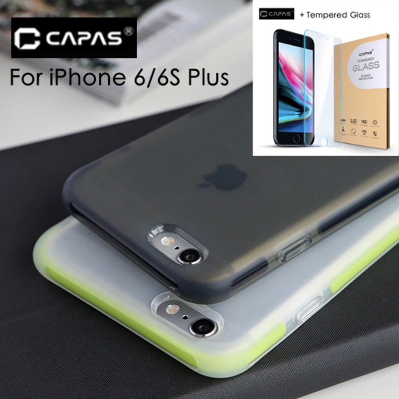 Чехол для iPhone 6 6S Plus + закаленное стекло TPU Силикон TPE Гибридный чехол iPhone6S защитный