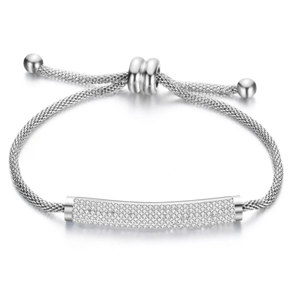 

Wholesale Fashion Snake Chain Bracelets Bangles Jewelry 316L Stainless Steel Crystal Charm Bracelets
