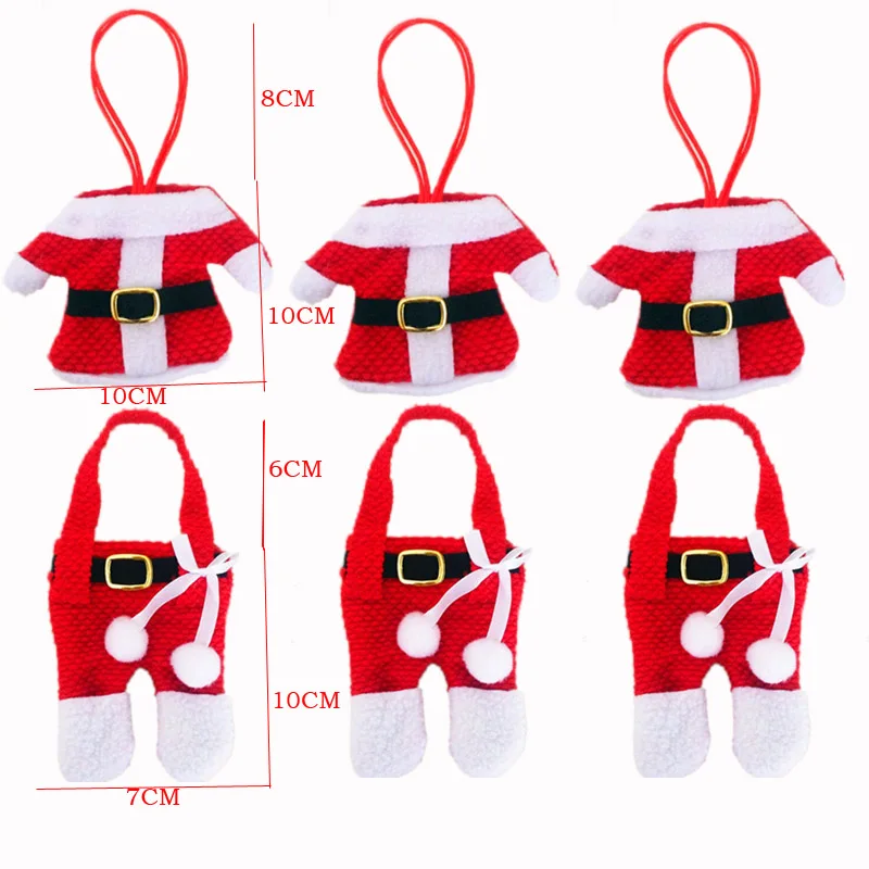 6Pcs New Year Christmas Desktop Decoration Small Clothes Small Pants Cutlery Cutlery Set Christmas tree decorations - Цвет: 2