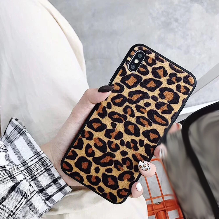 Kuutti Squishy Women Fashion Luxury Red Leopard Fabric Furry Shockproof Phone Cases for iPhone 6 6s 7 8 Plus X XR XS Max Cover |