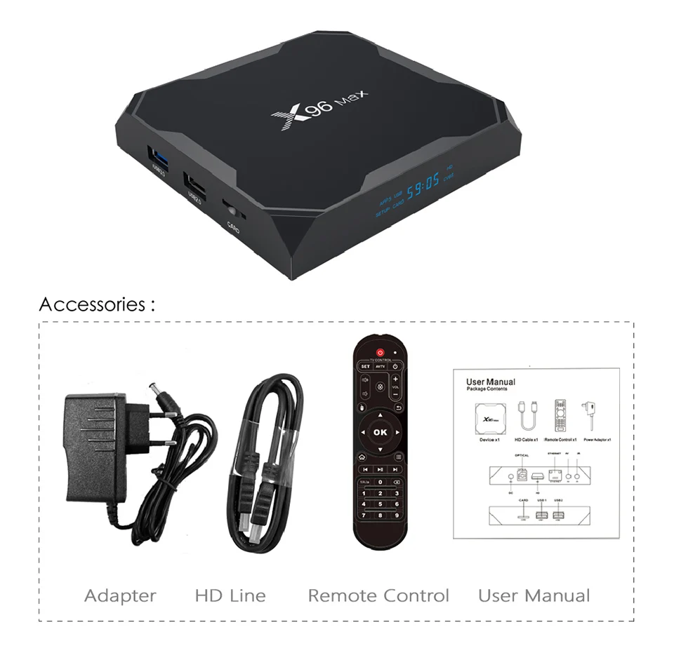ТВ приставка Android 8 1 X96 Max Amlogic S905X2 4K медиаплеер 4 Гб RAM 64G X96Max четырехъядерный 2 4G & 5G
