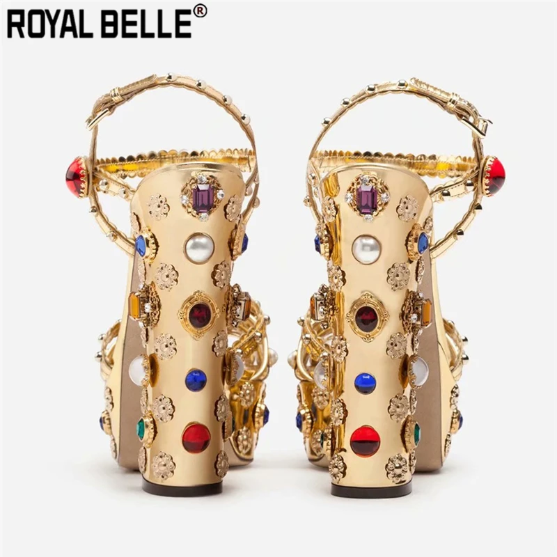 Royal Belle/Босоножки на платформе со стразами женская обувь не сужающемся книзу