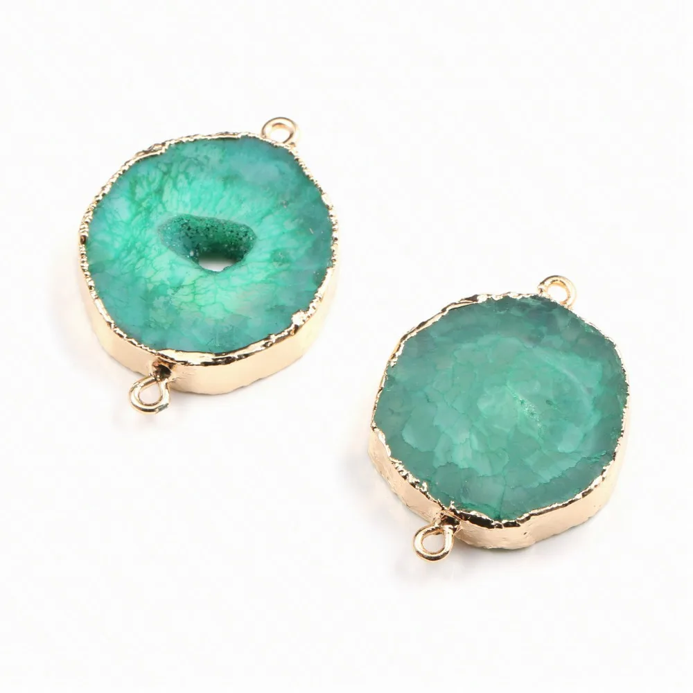 2020 Новый женский позолоченный коннектор руда натуральный камень украшения