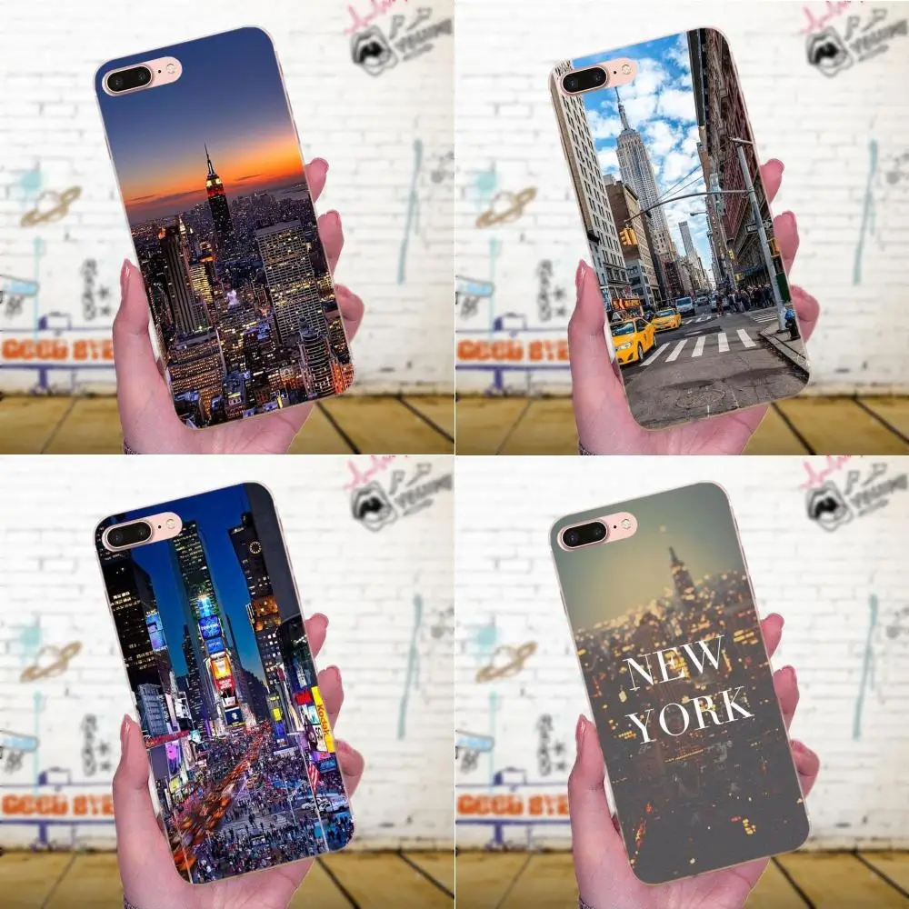 Для Galaxy A3 A5 A7 On5 On7 2015 2016 2017 Grand Alpha G850 Core2 Prime S2 I9082 Мягкий ТПУ чехол New York Times Square Taxi
