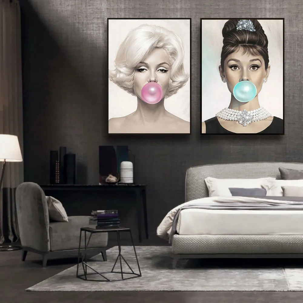 Одри Хепберн плакат холст с Мерилин Монро картина искусство жевательная резинка