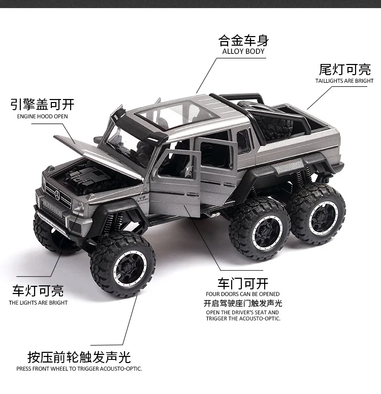1:32 Игрушечная модель автомобиля Benz G63 G65 модель сплава модель машины Babs 6x6 симулятор SUV 6 звук двери и свет игрушка автомобиль подарок
