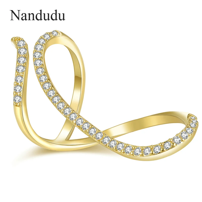 Nandudu New Arrival Curved Ring Adjust Size for Women Girl Fashion Jewelry Gift Party Wedding Engagement Accessories R1165 | Украшения и
