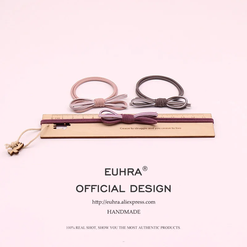 EUHRA 5 Colors Elastic Basic Simple Bow Two-Color Mixing For Women Hair Band Kid Children Rubber Band High Elasticity