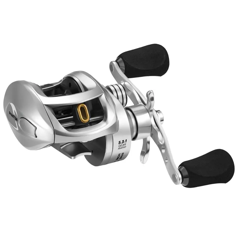 Silver 5.3 Piscifun Phantom S Baitcasting катушка 2 шестерни соотношение низкий профиль рыбалка катушка ручка из карбона серебристый, черный золото 6,5/8,1 кг Макс Перетащите - Цвет: Silver 5.3