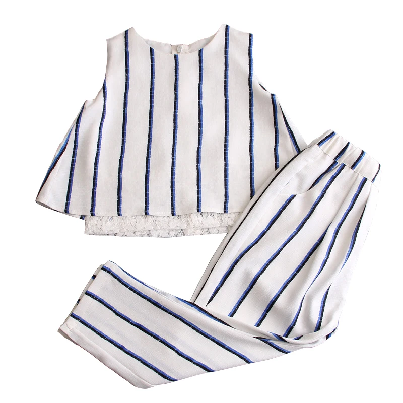 Комплект одежды для девочек летний модный спортивный костюм из 2 предметов: жилет