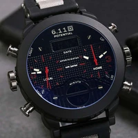 mens watch military sport quartz wristwatches 3 time zone watches for men led digital big watch men relogio masculino
