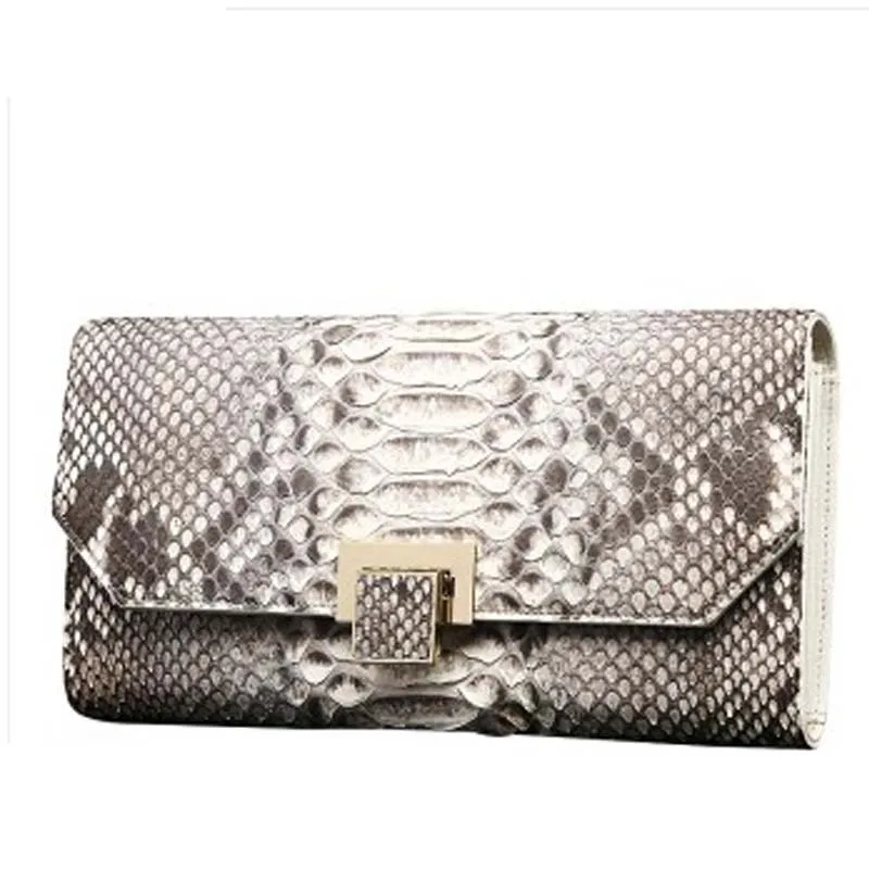 

Shidifenni python Skin men clutch bag lady women bag big capacity dinner bag grey white hand hold bag