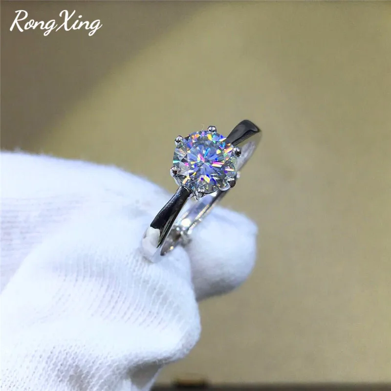 Женское Обручальное Кольцо RongXing обручальное кольцо с Белым Круглым цирконием