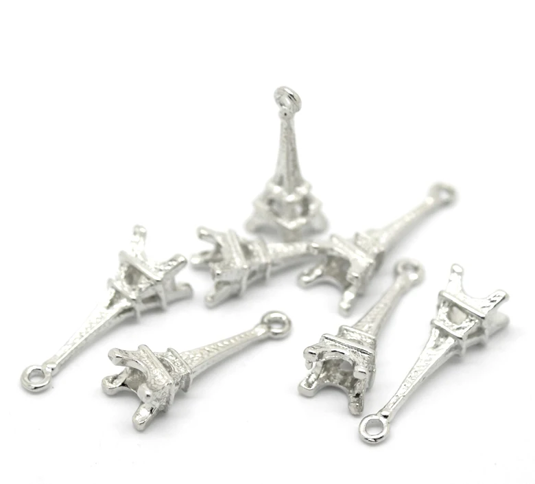 DoreenBeads подвески из цинкового металлического сплава с башней серебристого цвета 24