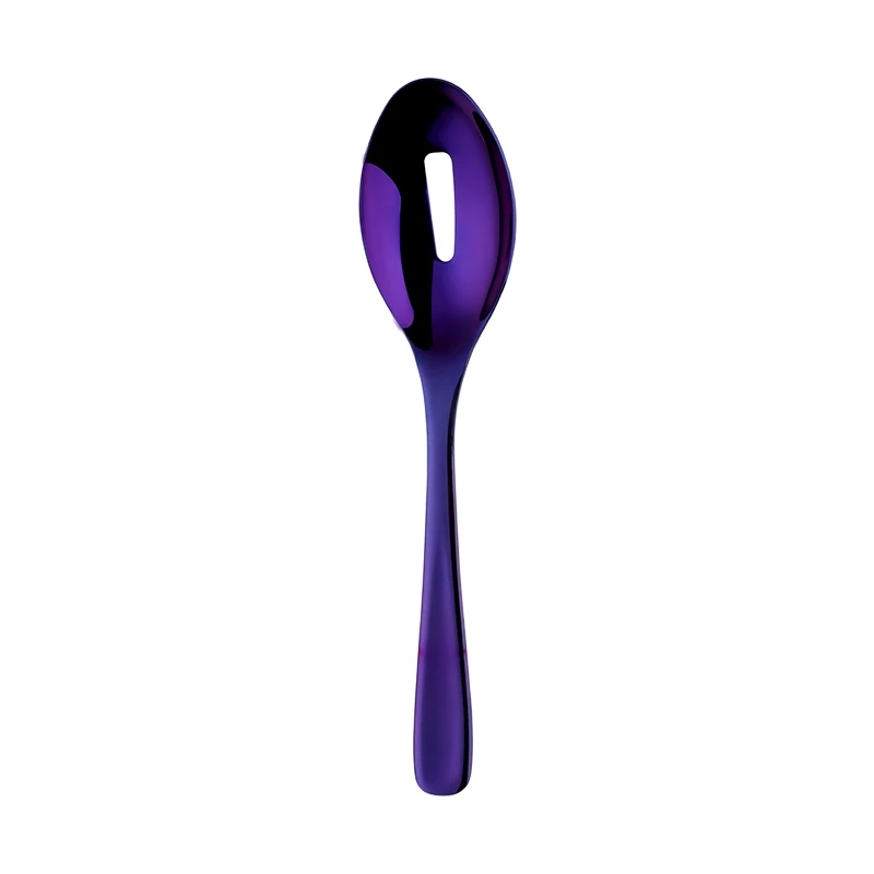 1 purple colander Красочные 18/8 нержавеющая сталь радуга столовые приборы большой размеры длинная ручка для сервировки салата ложка/вилы/дуршлаг салатницы Кухня Посуда - Цвет: 1 purple colander
