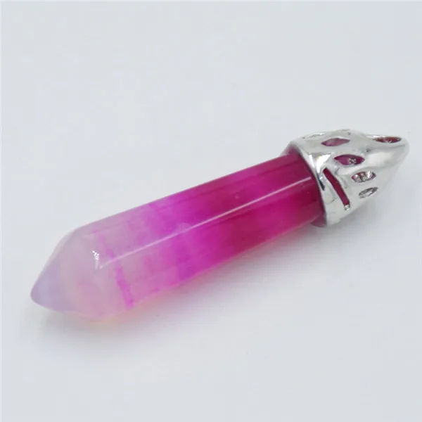 Hot Pink Agates Mix Камень натуральный розовый кристалл lapis lazuli с черным ониксом с шестигранной Колонка граненый колье с шармами, бусинами кулон ювелирные изделия аксессуары - Окраска металла: Hot Pink Agates
