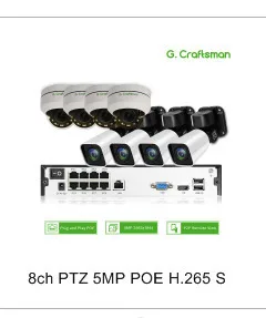 8ch 5MP POE аудио комплект H.265 системы видеонаблюдения безопасности NVR до 16ch 5MP Крытый ИК IP камера видеонаблюдения Видео DIY G. Craftsman