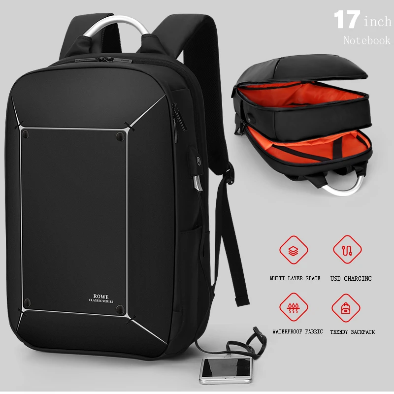 Мужской рюкзак ROWE многофункциональный с usb зарядкой 17 дюймов для ноутбука Mochila