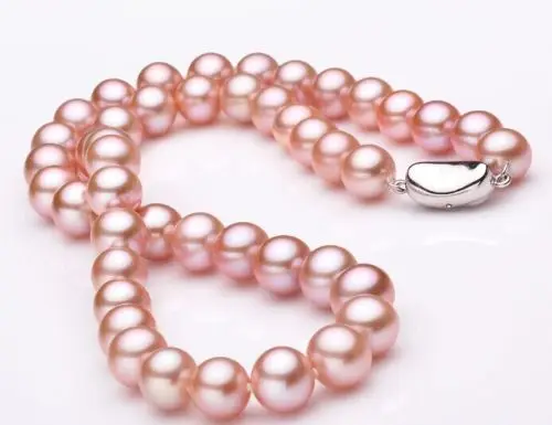 18&quot 9-10mm natural freshwater Cultured pink pearl necklace 925 silver | Украшения и аксессуары