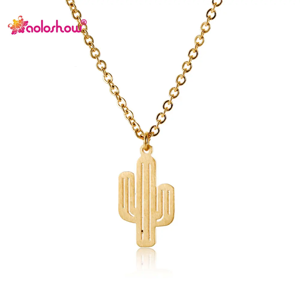 

Simple Jewelry Gold Steel Cactus Necklace for Women Stainless Steel Silver Color Dainty Small Gift Necklace Collier Femme NL2622