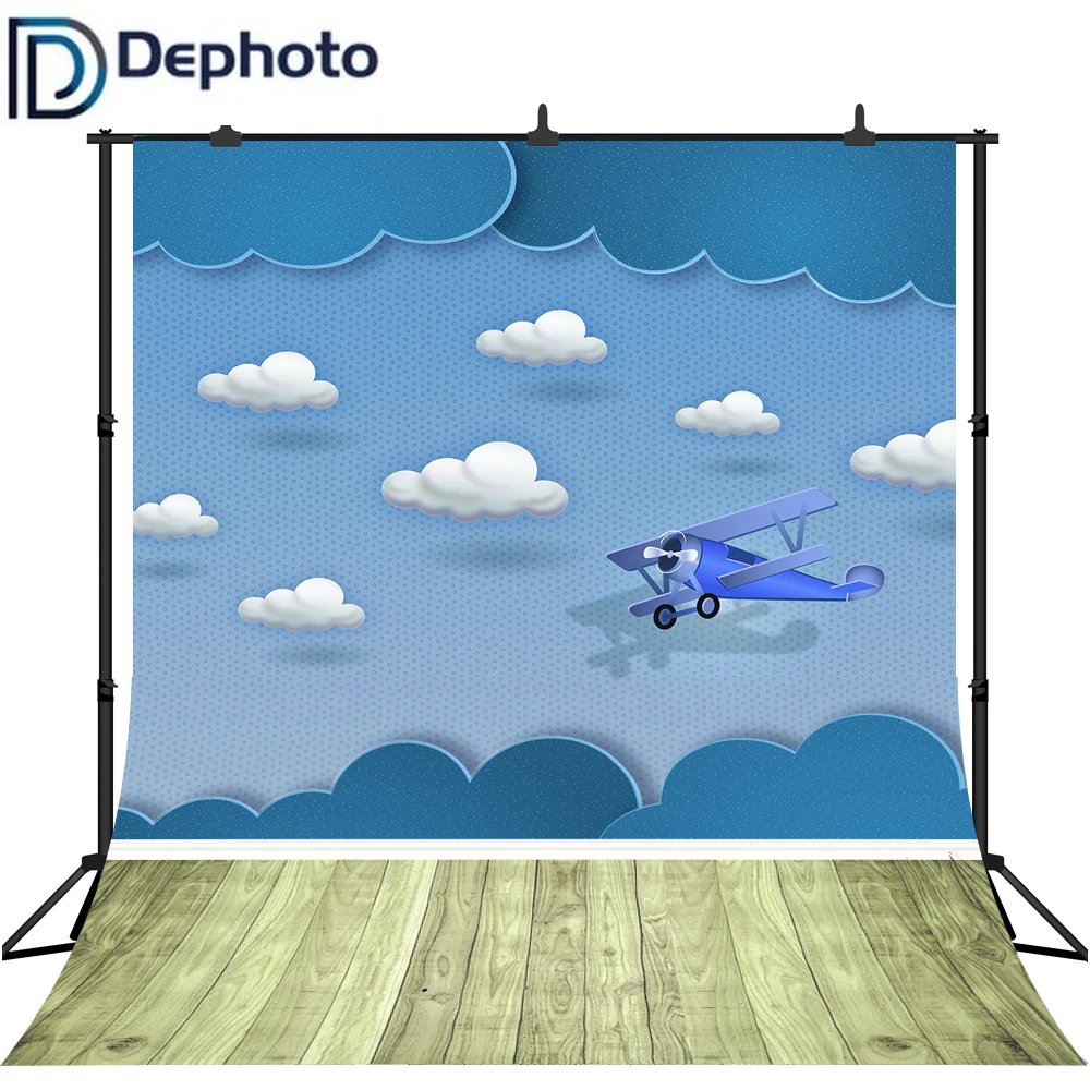 Dephoto мультфильм голубое небо белое облако деревянный пол мальчик ребенок день