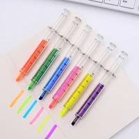 6pcs slim syringe color highlighter marker pen set syring liner drawing novelty stationery office school resaltadores a6527