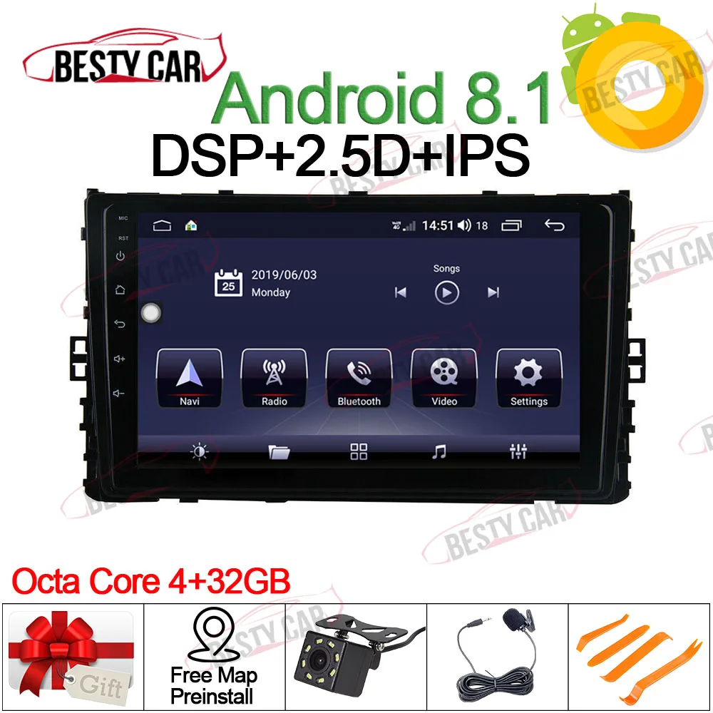 4-32GB-2.5D-IPS-DSP " Android 8,1 автомобильный мультимедийный плеер стерео радио для Volkswagen VW Универсальный POLO/Golf/Skoda/Octavia/Seat/Leon - Цвет: 4-32GB-2.5D-IPS-DSP
