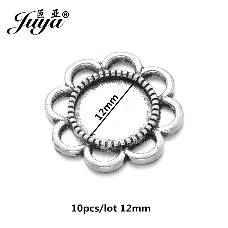 Ancient Silver JUYA 10 шт./лот, подвеска из цинкового сплава, пустая Камея, кабошон, Базовая установка для DIY, ожерелье, подвеска, ювелирные изделия, принадлежности для изготовления - Цвет: Ancient Silver