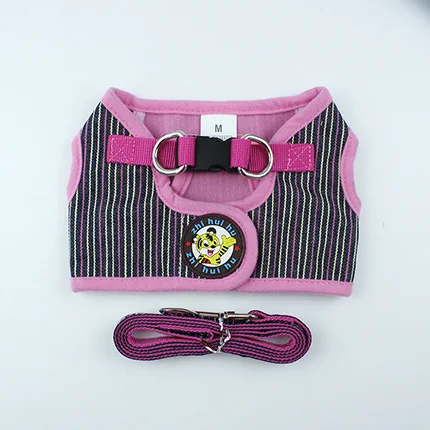 Pink strips Регулируемая шлейка для питомцев поводок для улицы для кошки печать шлейка-жилетка собачий ошейник для щенка жгут жилет для Тедди Йоркшир Terrie - Цвет: Pink strips