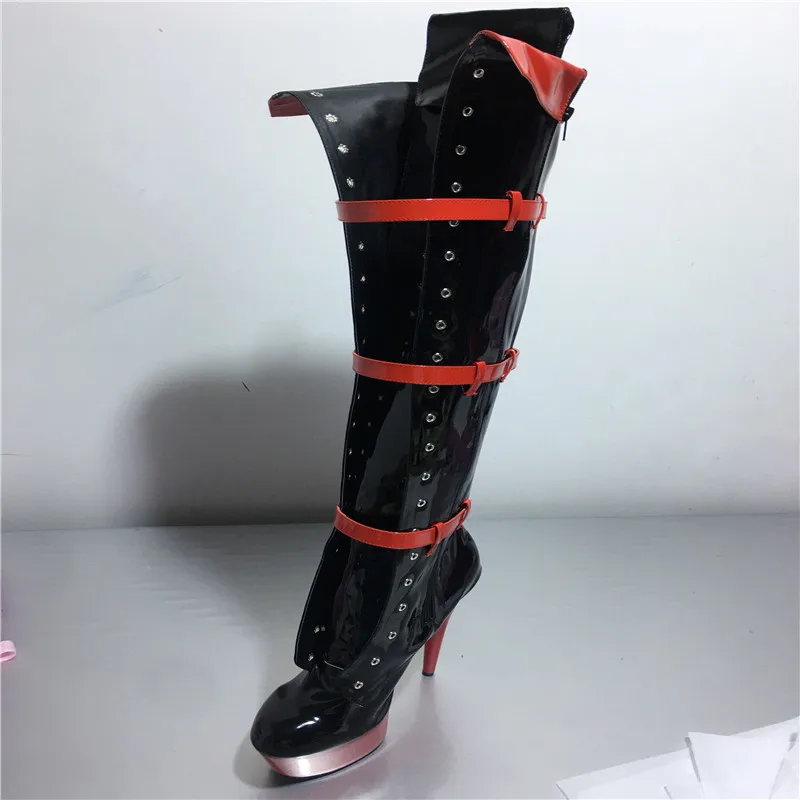 Модные клубные сапоги на шпильке платформе 15cm Оксфорды для танцев пилоне 6 дюймов