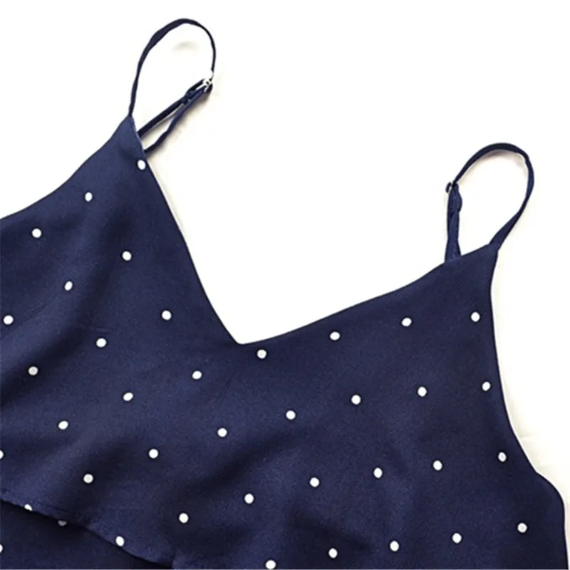 Women Sundress V-Neck Dot Dress 2018 Off Shoulder Mini Spaghetti Strap Dresses Casual Ladies Backless Sleeveless | Женская одежда