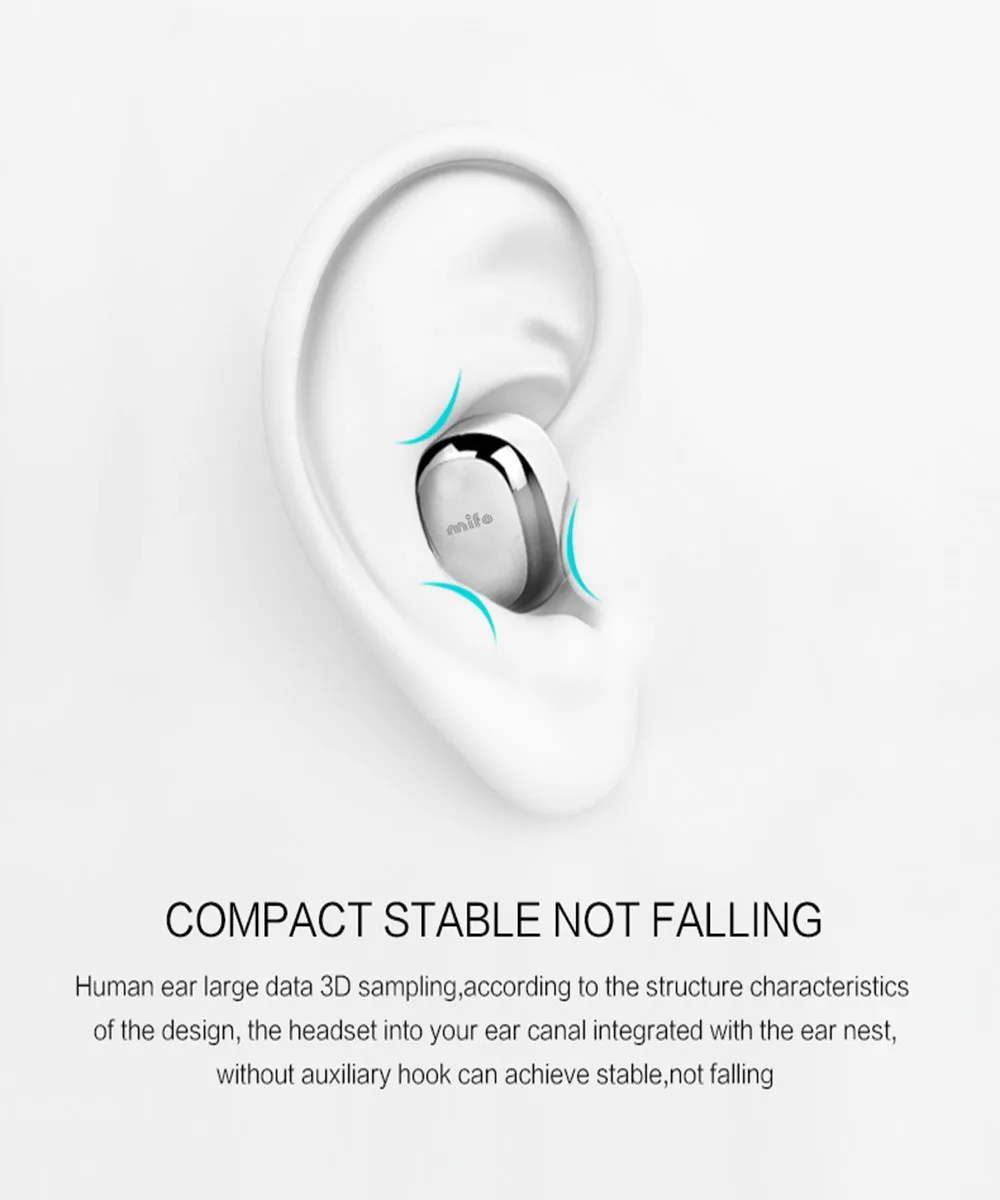 MIFO U0 Беспроводная Bluetooth Стерео Гарнитура Мини Скрытый Невидимый Дизайн