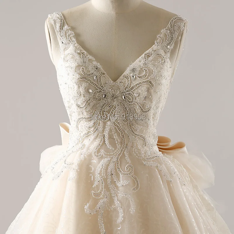 Реальные Фотографии YRW30 Robe de Mariage Hochzeitskleid Большой Лук Голой Спине Цвета