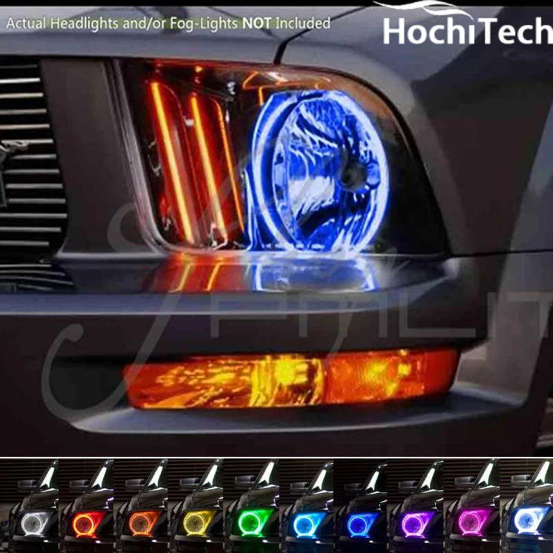 Для Ford Mustang 2005 2006 2007 2008 2009 RGB светодиодный головной фонарь кольца halo angel demon eyes с