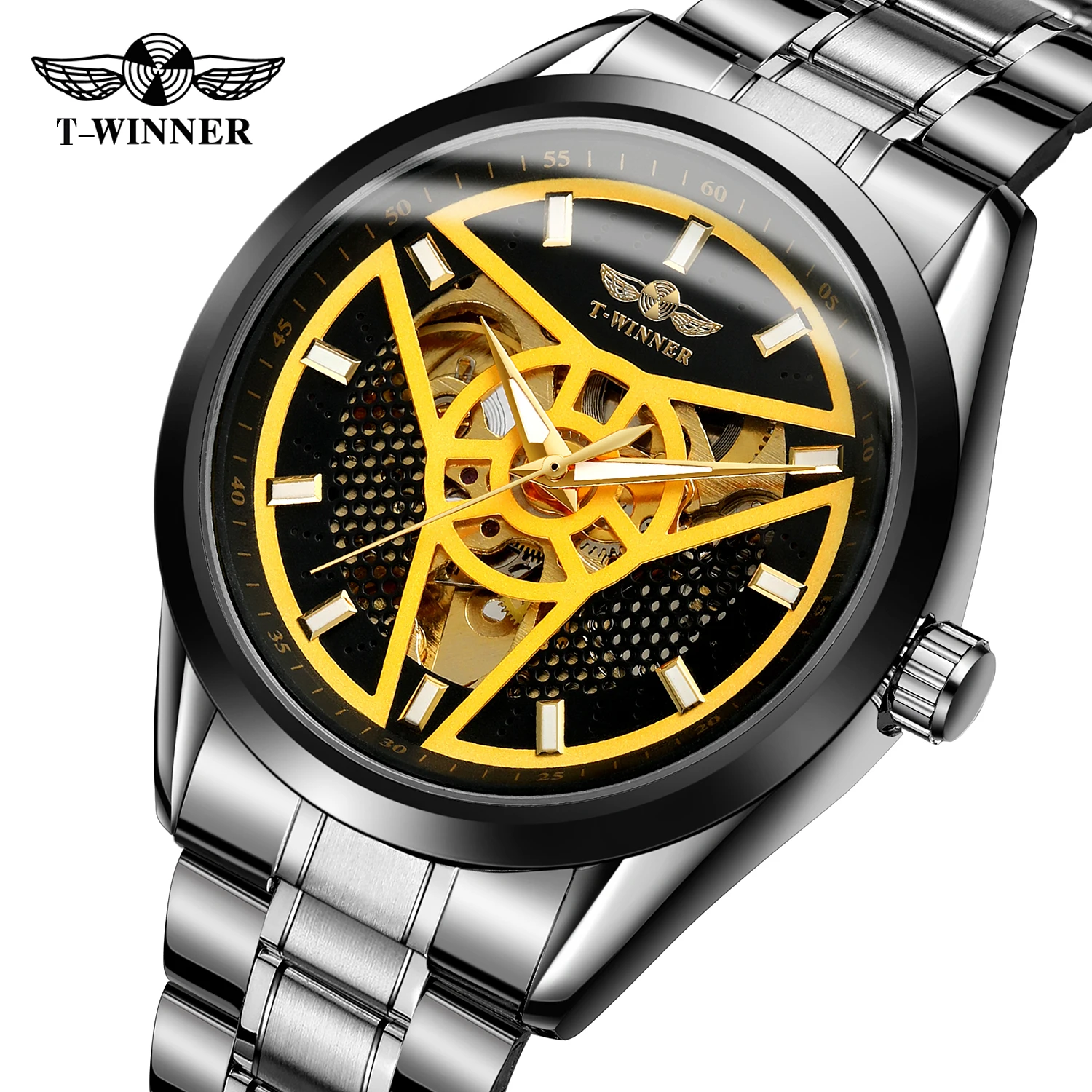 

WINNE Watches men Mechanical top brand watches mens Waterproof stainless steel mens Wristwatch watch clock relogio masculino