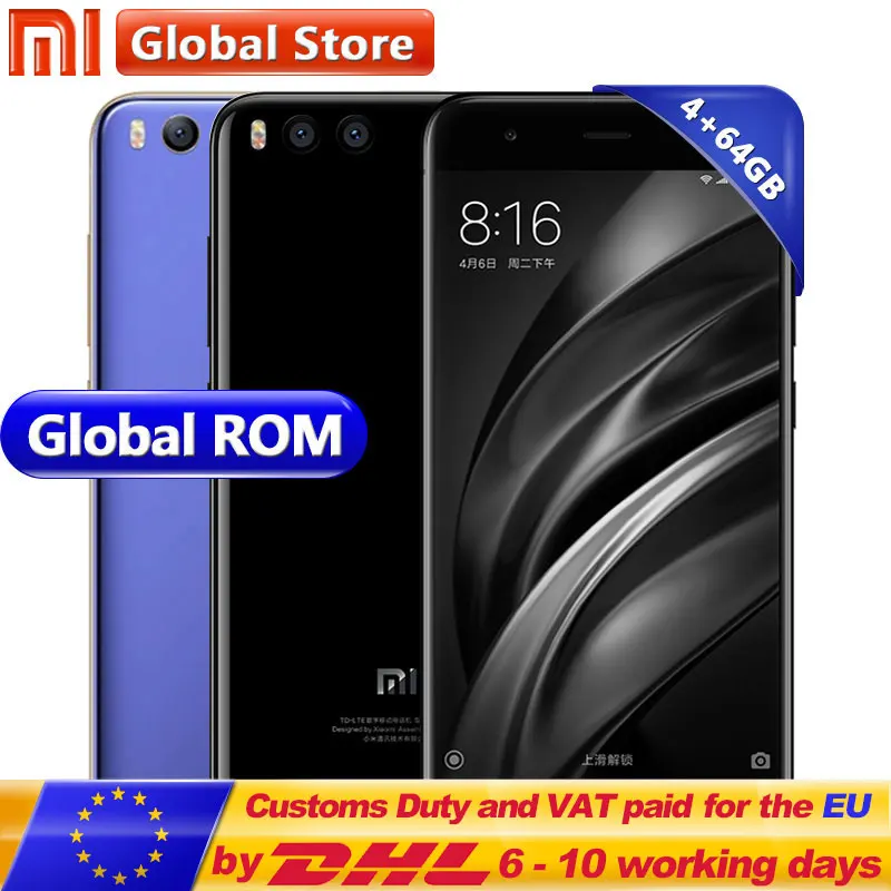 Xiao mi 6 4 GB 64 Snapdragon S835 Восьмиядерный Android телефон 5 15 дюймов 1920x1080 двойной 12.0MP 3350 mAh