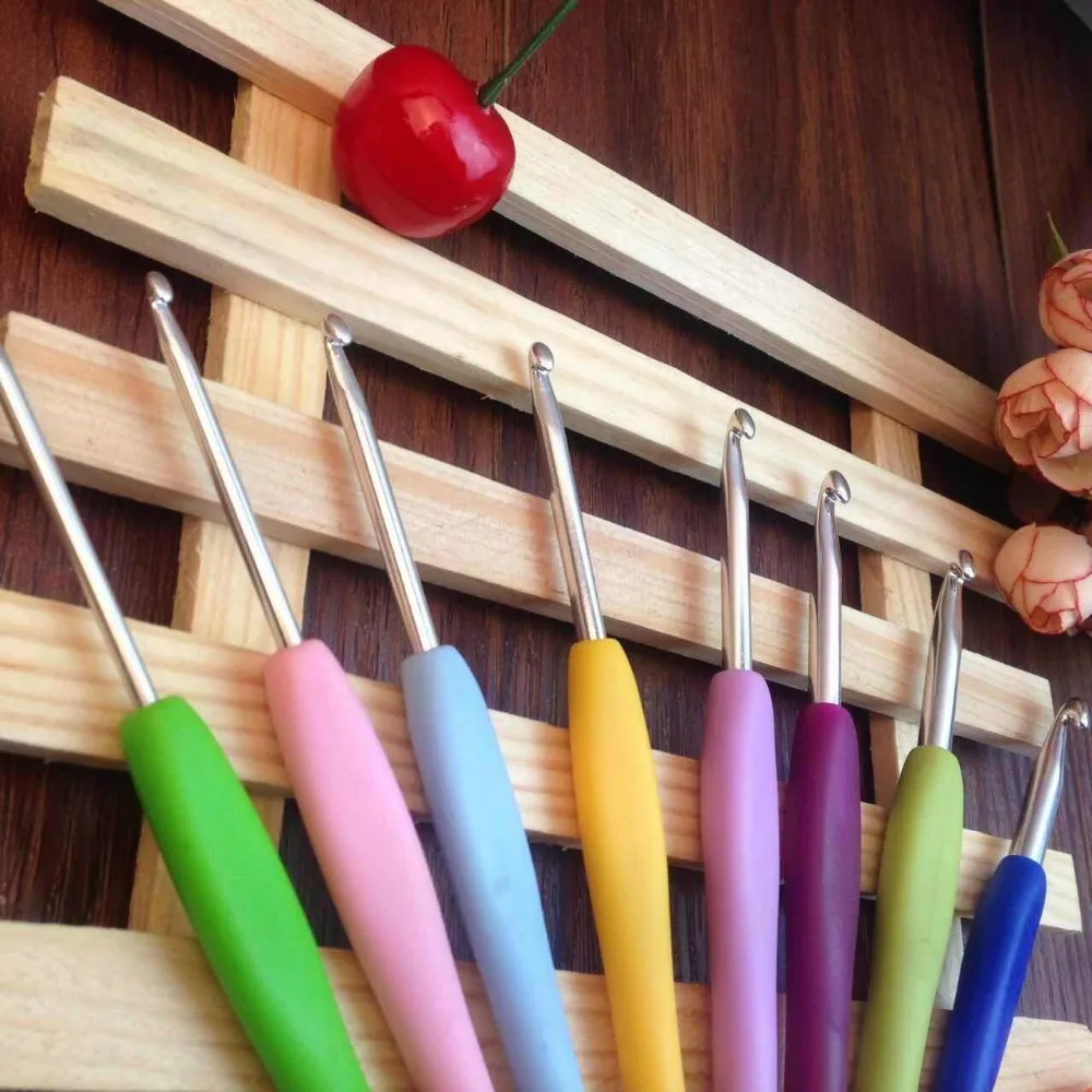 8 размеров/комплект цветные мягкие крючки из АБС и металла|set colores|metal crochetcraft weaving |