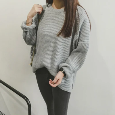 Missting autumn oversized sweater o-neck long-sleeve loose solid color women sweaters and pullovers (A5107) | Женская одежда