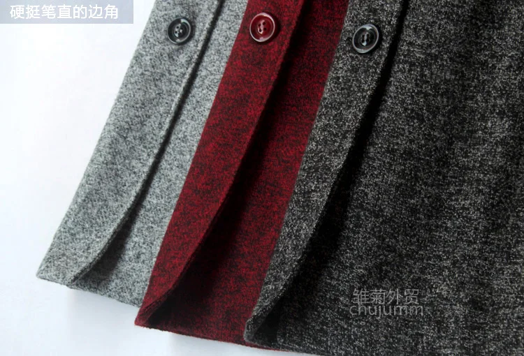 Твидовая юбка на осень и зиму однобортная с высокой талией элегантная