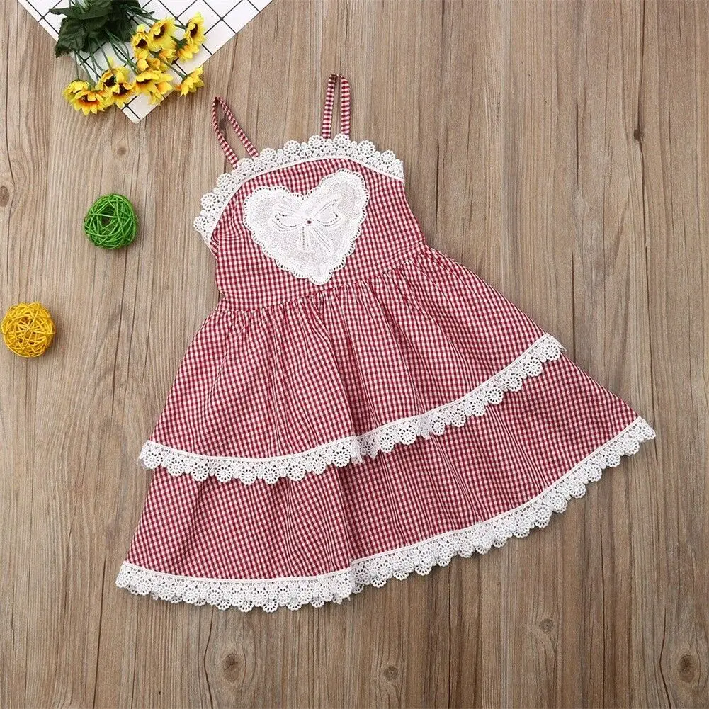 От 2 до 7 лет платье принцессы для маленьких девочек летнее праздничное в клетку