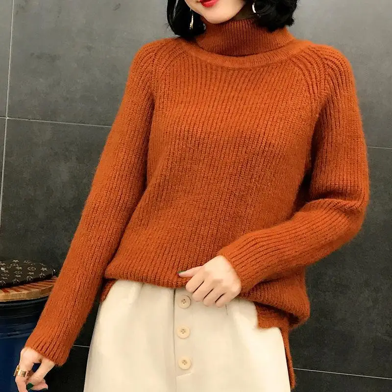 NFIVE Brand 2018 Woman Thick Woolen Sweateres New Fashion Korean Winter Loose Turtleneck Sweater Quality Solid Casual Pullover | Женская