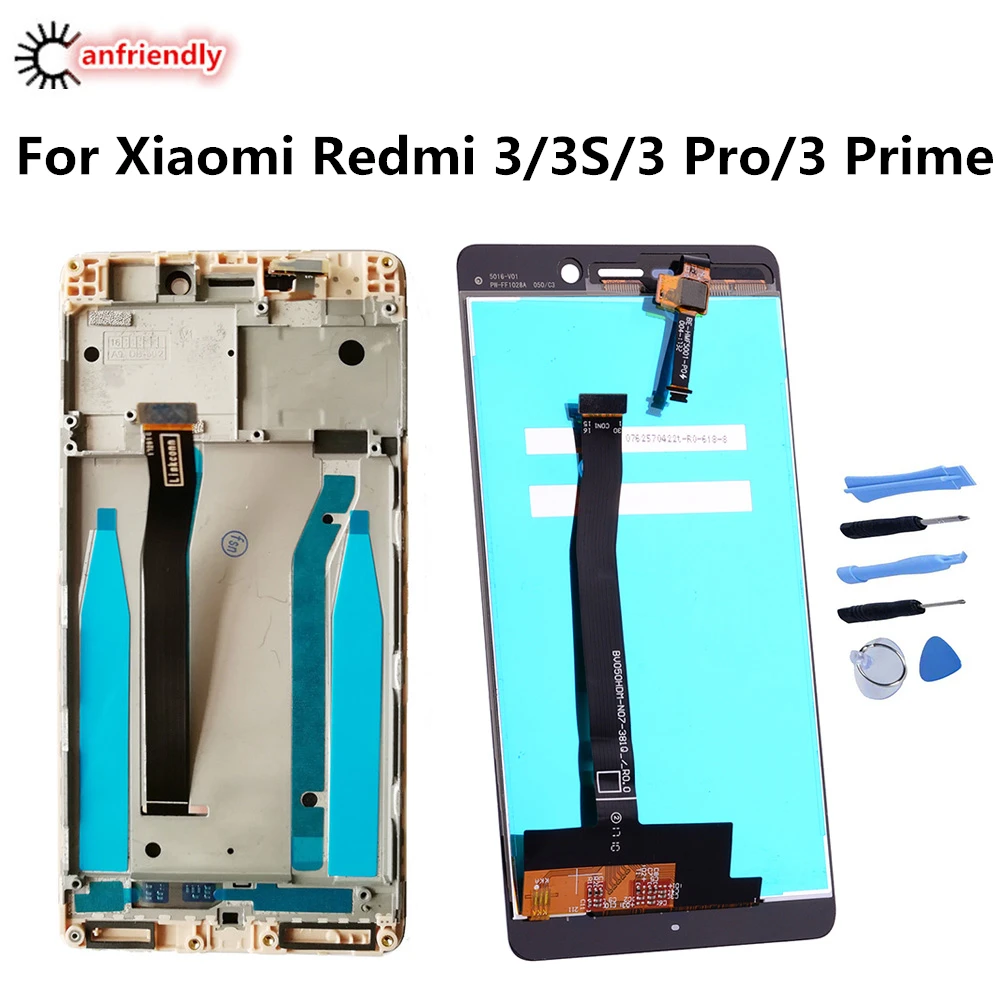 ЖК дисплей с рамкой для Xiaomi Redmi 3S сенсорным экраном дигитайзер в сборе 3/3S/3 Pro/3