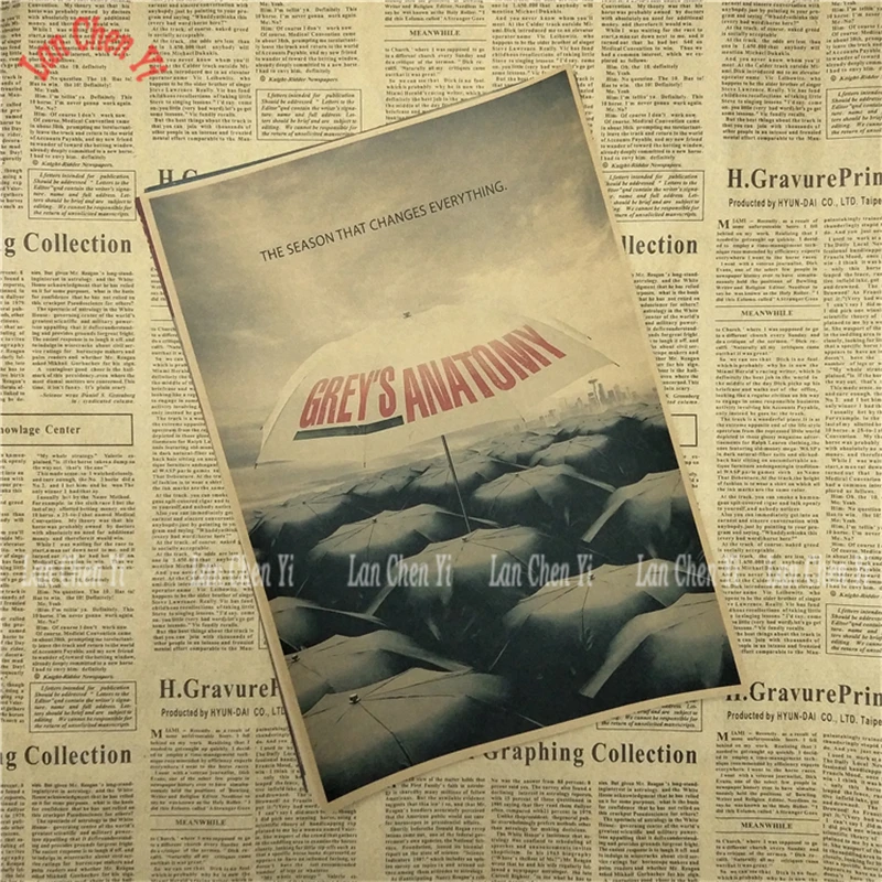 Grey's Anatomy Vintage Kraft Paper Poster Wall Stickers For Living Room Home Decoration | Дом и сад