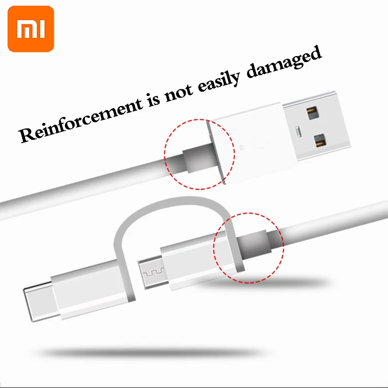 Оригинальный кабель Xiaomi 2 в 1 Micro USB для синхронизации данных и зарядки типа C
