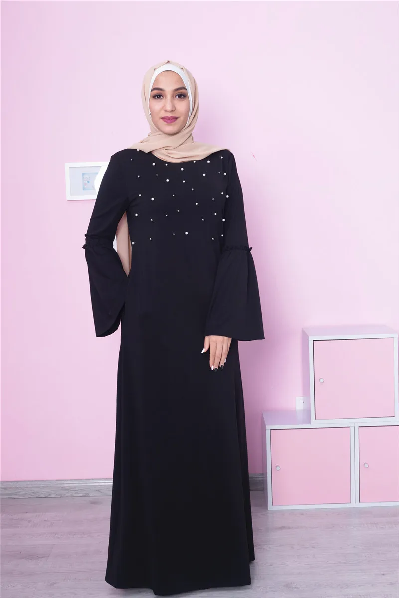 Женское платье с круглым вырезом длинным рукавом фонариком|Мусульманская